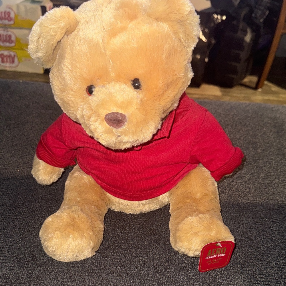 Aeropostale Red and Tan Holiday Teddy Bear Plush